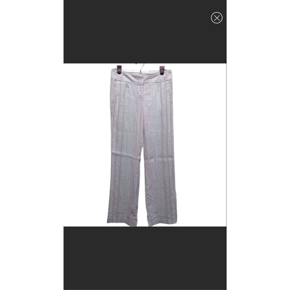 Express Pants Womens 4 Editor Linen Blend Wide Leg Trouser Striped Pink White